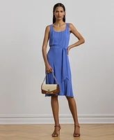 Lauren Ralph Women's Belted Crepe Sleeveless Dress