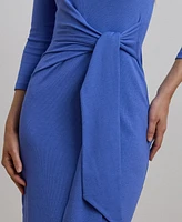 Lauren Ralph Lauren Women's Tie-Front Cotton-Blend Crewneck Dress