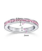 Bling Jewelry Alternating Two Tone Cubic Zirconia Stackable Cz Eternity Cocktail Statement Ring .925 Sterling Silver