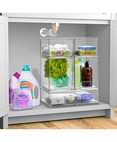 Sorbus 5 Piece Clear Acrylic Drawer Organizers - Makeup Case Pull-Out Drawers (7.6 and 4.4 Tall and 12.1 Wide)