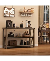 gaomon Farmhouse Entryway Table,47 Inch Narrow Long Console Table with Storage, 3 Tier Wood Console Table for Living Room