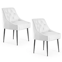 Dyhome Modern Dining Chairs Set of 6, Mid Century Kitchen with 5.12” Cushions and Metal Legs, Upholstered Back