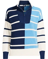 Lands' End Women's Drifter Cotton Quarter Zip Pullover Sweater