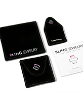 Bling Jewelry Classic Oval Cz Hoop Earrings Black Rose Gold Sterling Silver .60 Inch