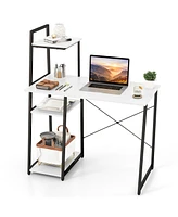 Gouun Compact Computer Desk Workstation with 4 Tier Shelves for Home and Office