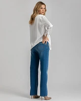 Maternity High-Waisted Elastic Band & Straight-Leg Jeans