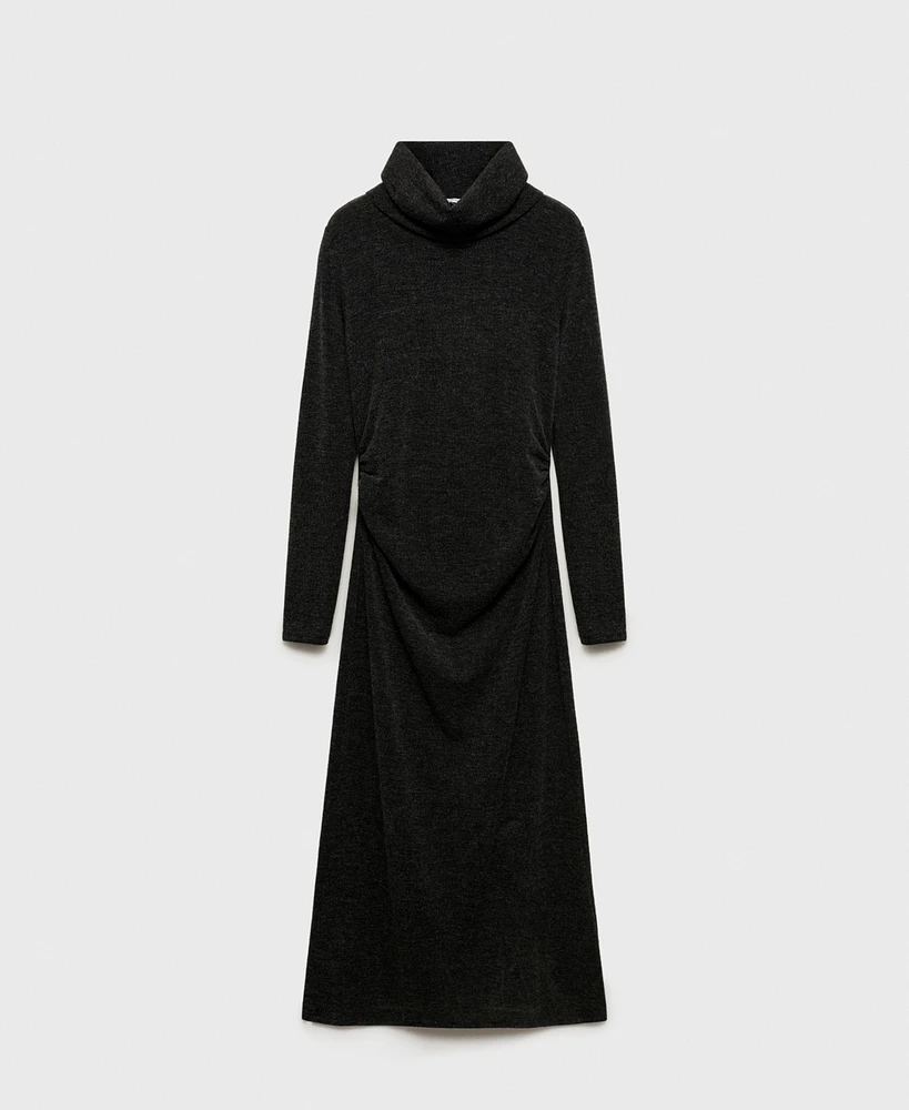 Mango Women's Draped Roll Neck Dress
