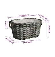 Firewood Basket with Carrying Handles 23.6"x15.7"x11" Gray Willow