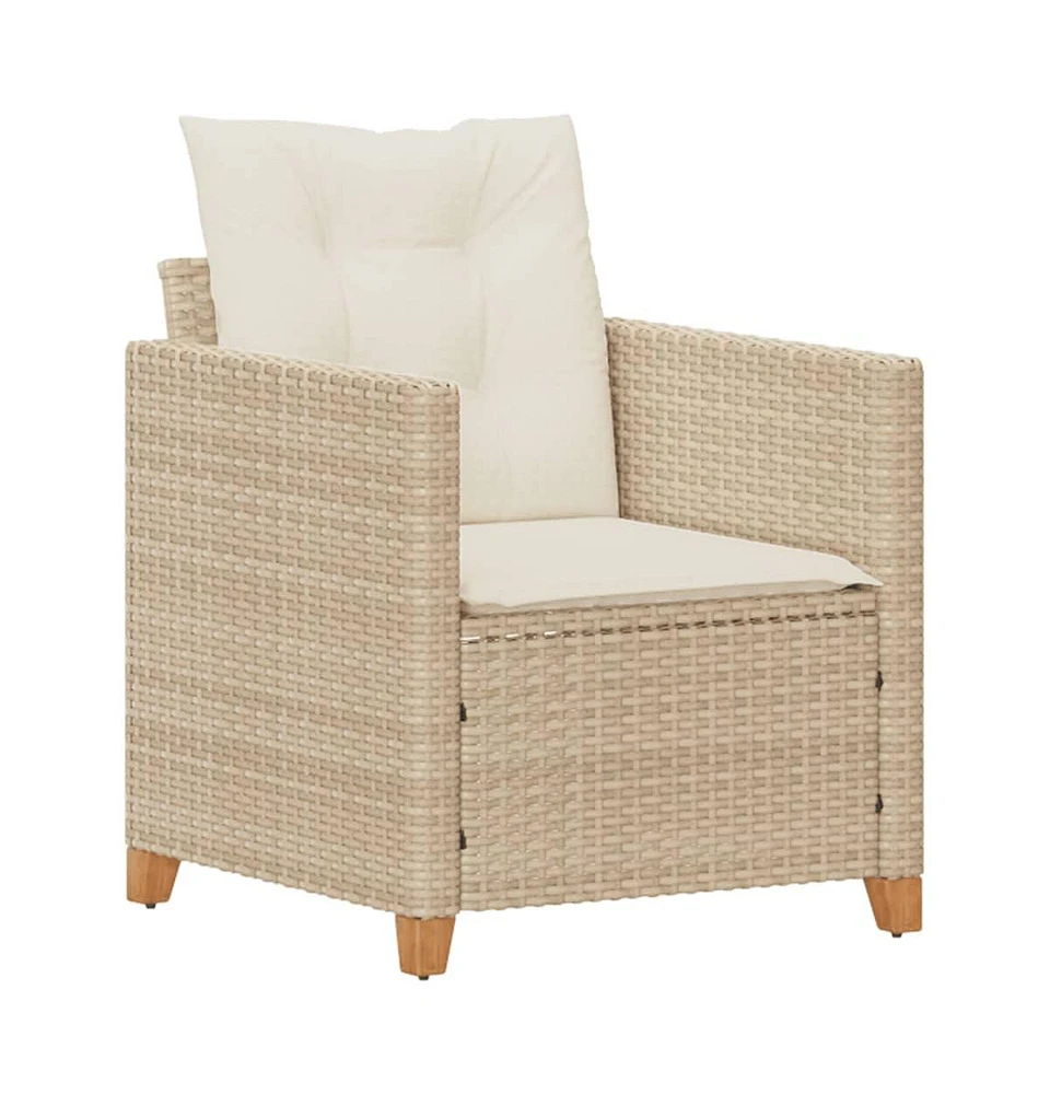 Patio Chair with Cushions Beige Poly Rattan