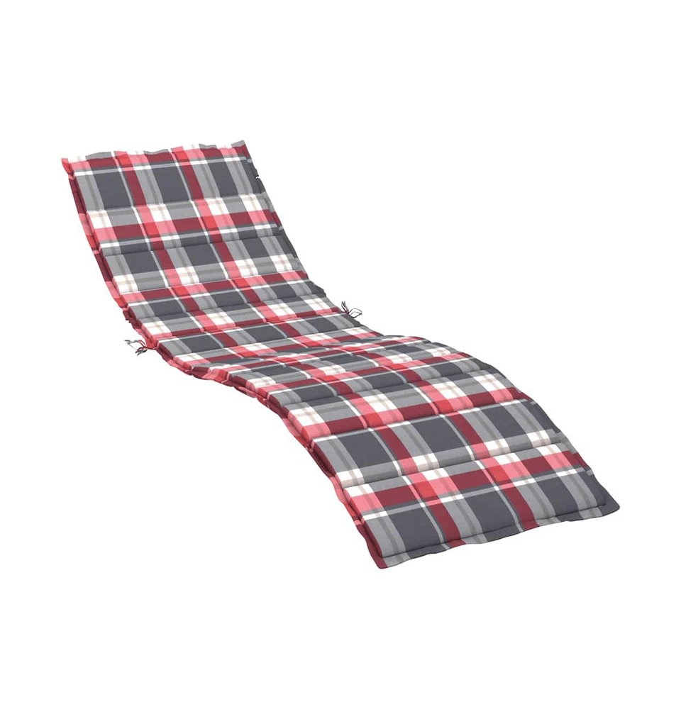 vidaXL Sun Lounger Cushion Red Check Pattern 78.7"x27.6"x1.2" Fabric