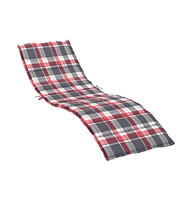 vidaXL Sun Lounger Cushion Red Check Pattern 78.7"x27.6"x1.2" Fabric