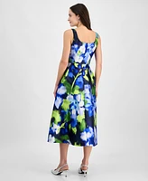 julia jordan Women's Printed Square-Neck Sleeveless Midi Dress