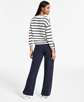 Nautica Jeans Womens Braided Pointelle Knit Sweater Pull On Sailor Pants