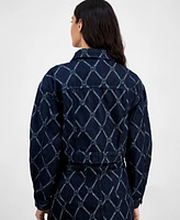 Hugo Women's Chain-Print Denim Trucker Jacket
