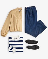 On 34th Womens Twill Bubble Hem Bomber Jacket Striped Sleeveless Sweater Sailor Button Jeans Exclusively At Macys