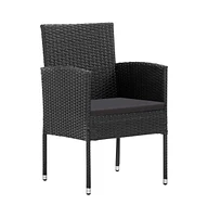 Patio Chairs with Black Cushions 4 pcs Black Poly Rattan