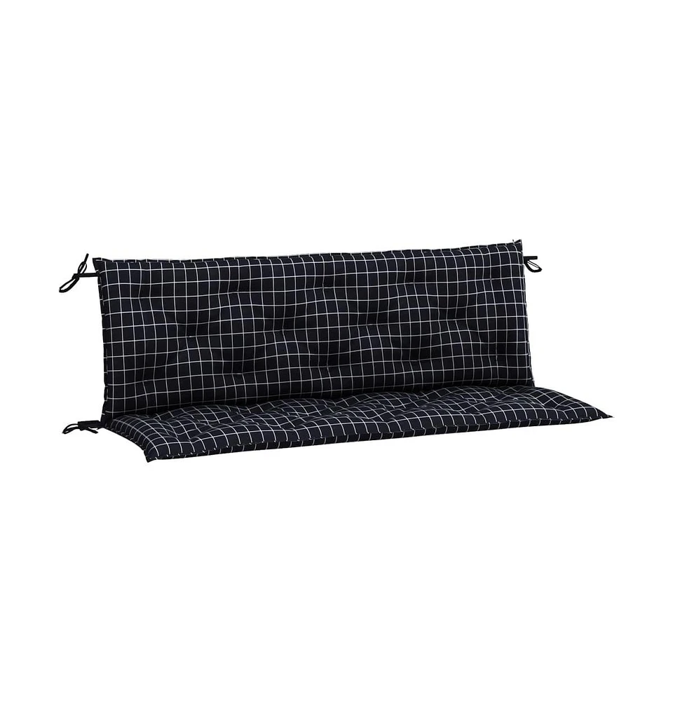 Garden Bench Cushions 2pcs Black Check Pattern 59.1"x19.7"x2.8" Fabric