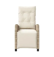Reclining Patio Chairs 2 pcs with Footrest Beige Poly Rattan