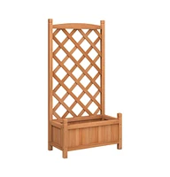 Planter with Trellis Brown Solid Wood Fir
