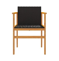 Patio Chairs 2 pcs Poly Rattan&Solid Wood