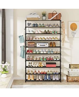 Tribesigns 10-Tier Shoe Rack Metal with Hooks, Large Capacity Home Shoe Rack, Tall Shoe Storage Organizer for 50 Pairs, Space Saving Shoe Organization