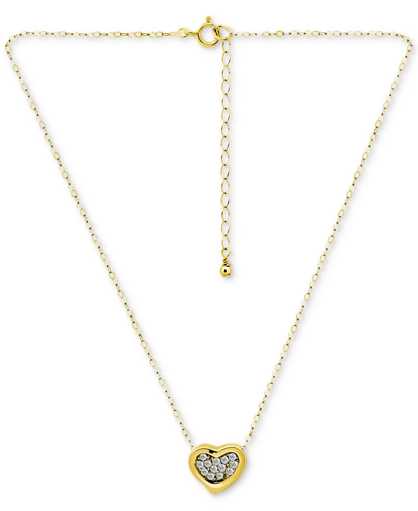 Giani Bernini Cubic Zirconia Cluster Heart Pendant Necklace Sterling Silver, 16" + 2" extender, Exclusively at Macy's
