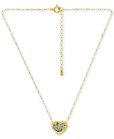 Giani Bernini Cubic Zirconia Cluster Heart Pendant Necklace Sterling Silver, 16" + 2" extender, Exclusively at Macy's