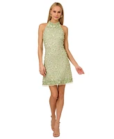 Adrianna by Papell Women's Embellished Halter-Neck Sleeveless Shift Dress