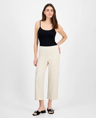 Anne Klein Women's Luxe French Terry Cropped Wide-Leg Knit Pants