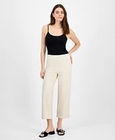Anne Klein Women's Luxe French Terry Cropped Wide-Leg Knit Pants