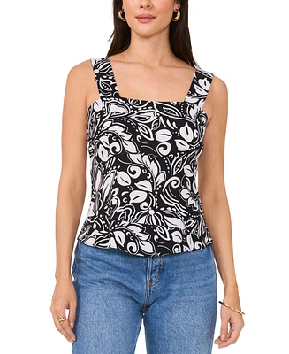 Vince Camuto Women's Printed Square Neck Sleeveless Top