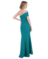 Eliza J Petite One-Shoulder Side-Gathered Evening Gown