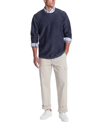 Weatherproof Vintage Mens Twill Stonewash Crewneck Sweater Long Sleeve Cotton Woven Plaid Shirt Cargo Pants