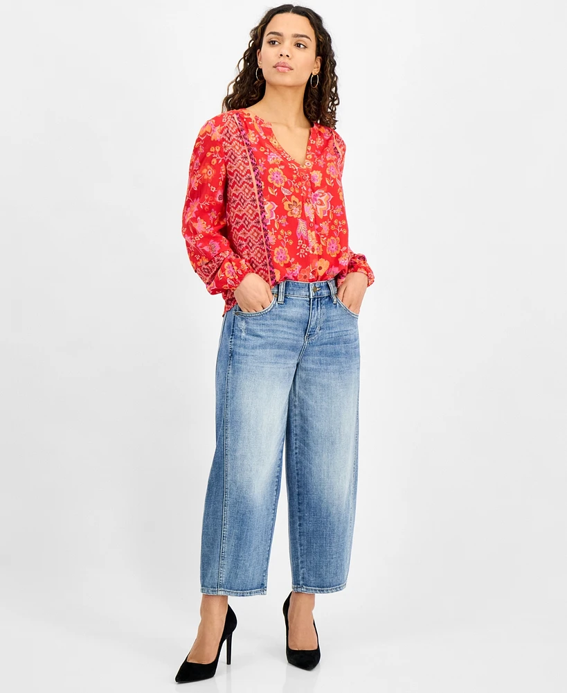 Liverpool Los Angeles Petite Mid-Rise Barrel-Leg Jeans
