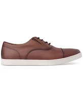 Alfani Men's Callowayy Leather Lace-Up Cap-Toe Sneakers, Exclusively at Macy's