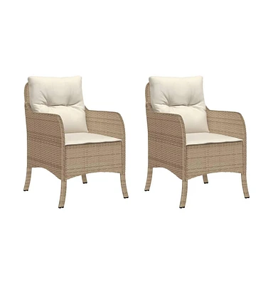 Patio Chairs with Cushions pcs Beige Poly Rattan