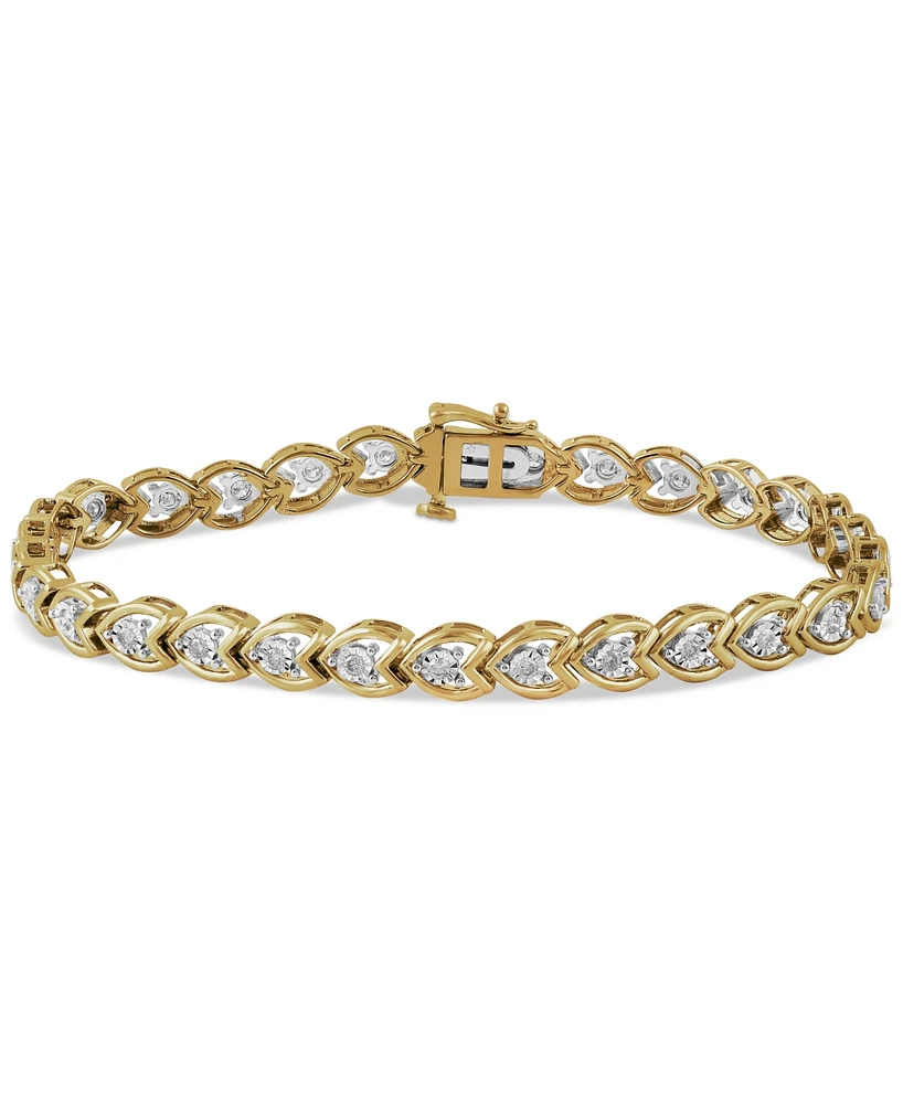 Diamond Heart Tennis Bracelet (1/2 ct. t.w.) in 14k Gold-Plated Sterling Silver