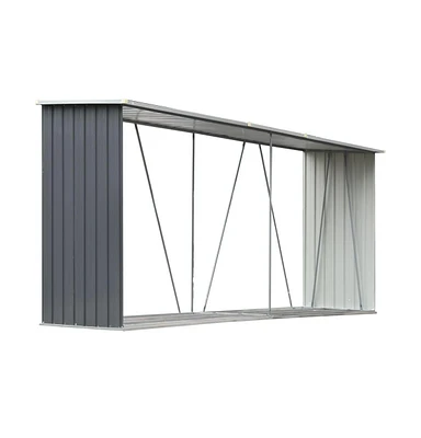 Garden Log Storage Shed Galvanized Steel 129.9"x33.1"x59.8" Gray