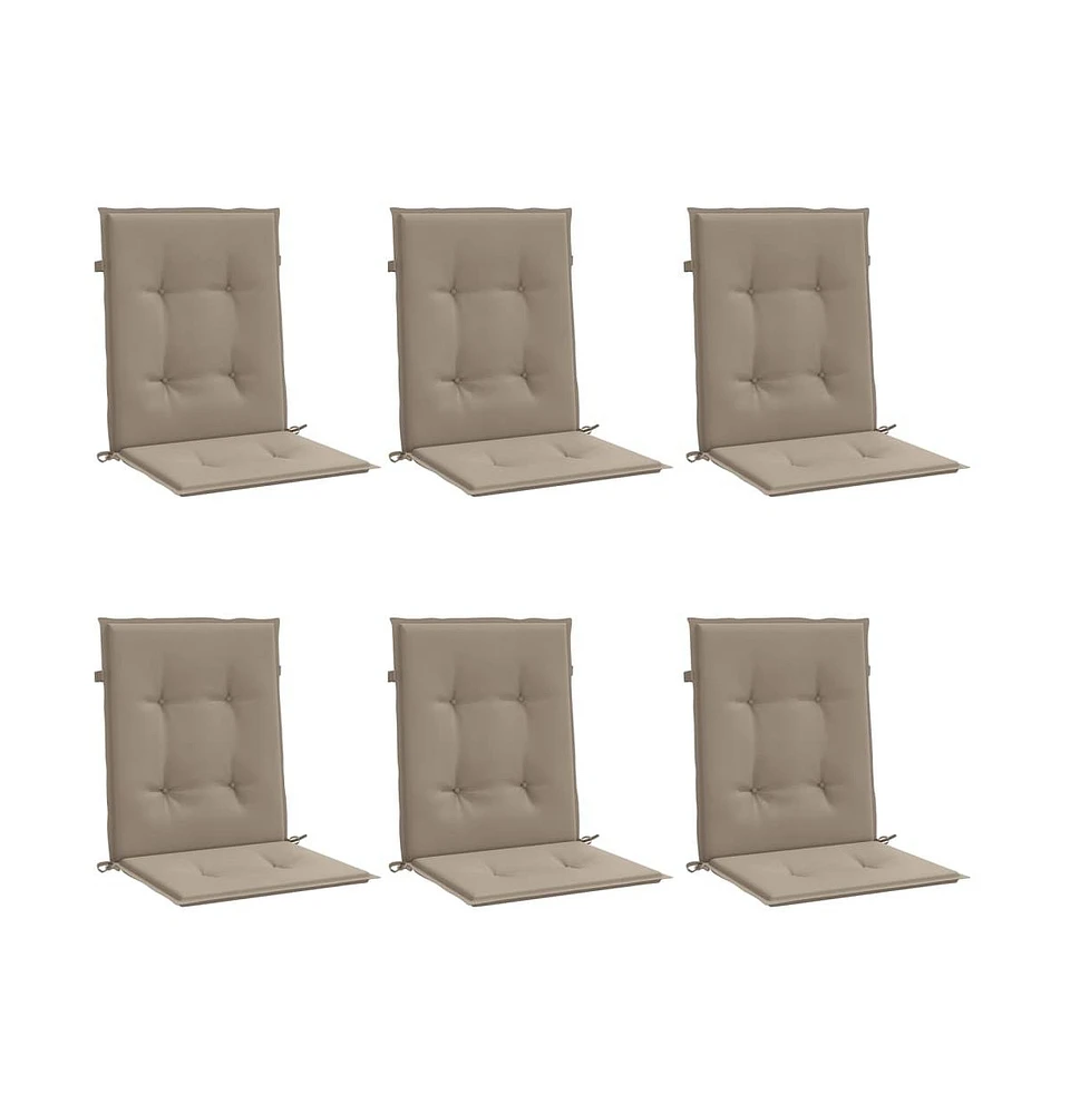 Garden Lowback Chair Cushions 6 pcs Taupe 39.4"x19.7"x1.2" Oxford Fabric