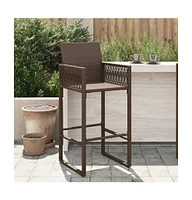 Patio Bar Stools 2 pcs Brown Poly Rattan