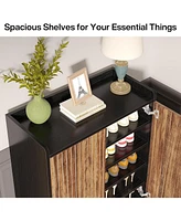 Tribesigns Shoe Cabinet with Doors, 5 Tiers Storage for Entryway, 25 Pairs Wooden Cabinets, Modern Organizer Living