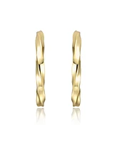 Bright Shine C-Hoop Earrings White Gold Plated or 14K