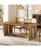 Tribesigns 63-inch Dining Table for 4-6, Farmhouse Rectangle Dining Room Table with Stable Structure, Long Wooden Kitchen Table for Dining Room, Kitch