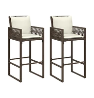 Patio Bar Stools with Cushions 2 pcs Poly Rattan