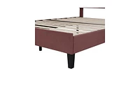 Slickblue Upholstered Platform Bed with Flower Pattern Velvet Headboard