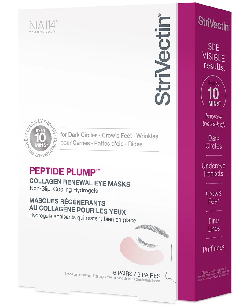 StriVectin Peptide Plump Collagen Renewal Eye Masks, 6 pairs