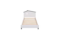 Slickblue Wooden Platform Bed with House-shaped Headboard – Ideal for Playful Kids and Teens Bedrooms