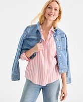 Style & Co Women's Striped Long-Sleeve Perfect Shirt, Exclusively at Macy's