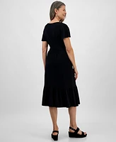 Style & Co Women's Printed Flutter-Sleeve Knit Midi Dress, Exclusively at Macy's