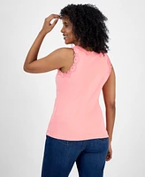 Style & Co Women's Lace-Trim Cotton Tank Top, Created for Macy's